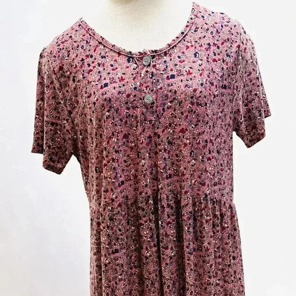 Floral Pink Button-Front Dress - Picture 1 of 10